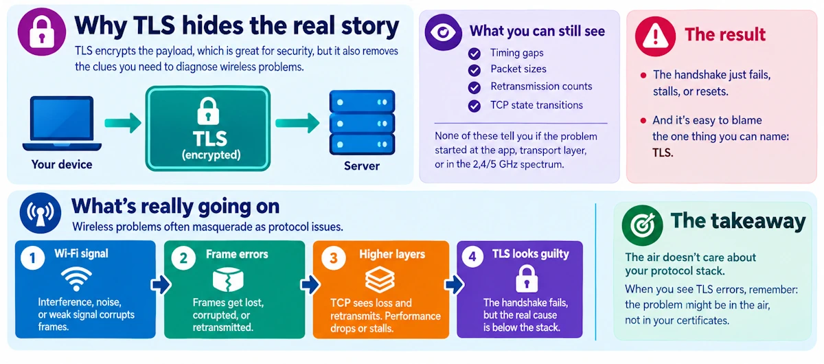 Troubleshooting TLS over wireless links