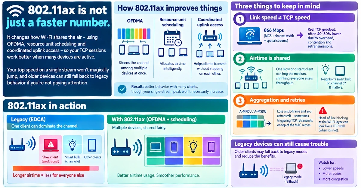 TCP on 802.11ax vs 802.11ac